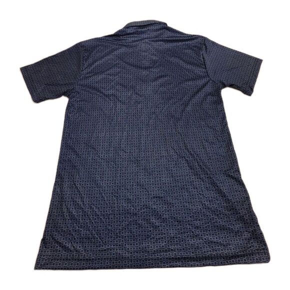 NWOT Collars & Co Mens M Dress Collar Polo Shirt Navy Geo Dot Spheres Circles - Picture 3 of 7
